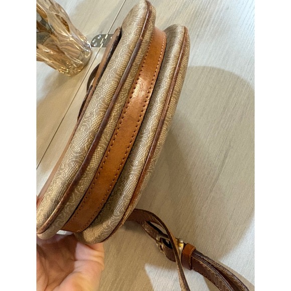 CELINE Vintage Triomphe Monogram Canvas Leather Saddle Crossbody Bag - Picture 4 of 14